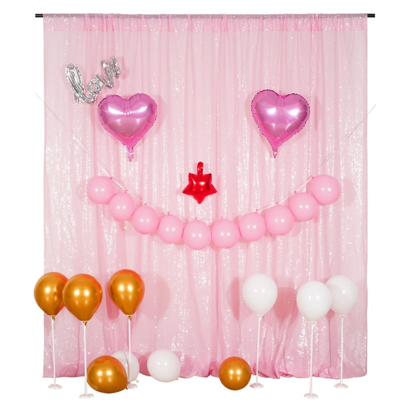 Poise3EHome Pink Sequin Backdrop,8FT x 8FT Pink Sequin Photography Backdrop Curtain for Party Decoration - Image 2